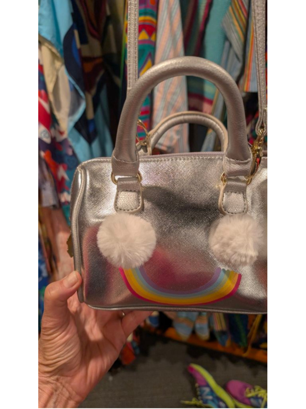 nwt Betsey Johnson Silver Rainbow Crossbody Bag One Size